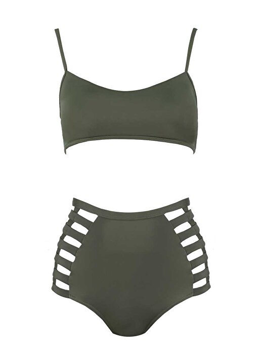 Cut Out Kesimli Bikini Mat Yeşil Y19MY004_483 1