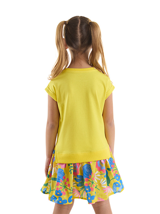 Sarı Çiçekli Kız Çocuk Elbise 2