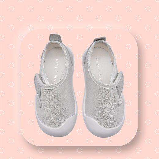 Smart Keten Tek Cırtlı Deri Detaylı Kız Bebek Ayakkabı Gümüş 3