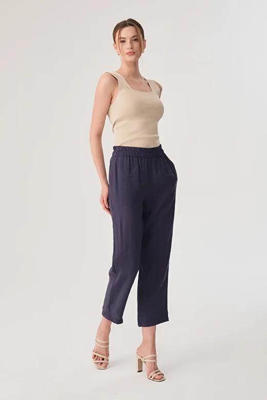 Gusto Beli Lastikli Modal Pantolon -  Lacivert 2