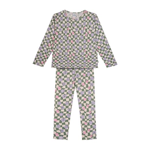 Grafik Çiçek Uzun Kollu Taytlı Pijama Takımı  2