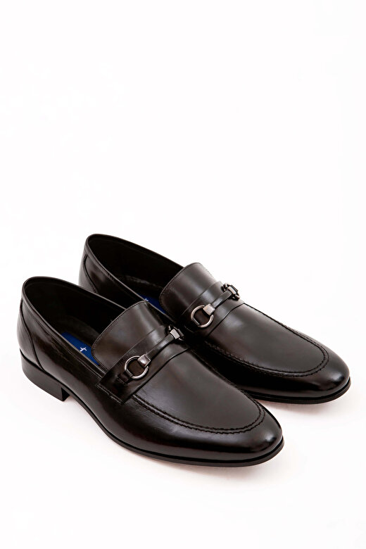 Tamer Tanca Erkek Hakiki Deri Siyah Bufalo Klasik Ayakkabı 4