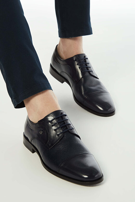 Tamer Tanca Erkek Hakiki Deri Lacivert Klasik Ayakkabı 4