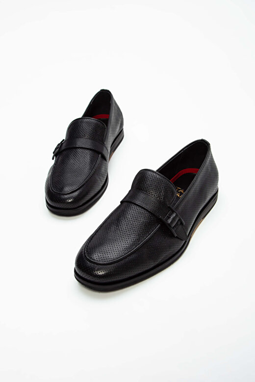 Tamer Tanca Erkek Hakiki Deri Siyah Loafer Ayakkabı 1