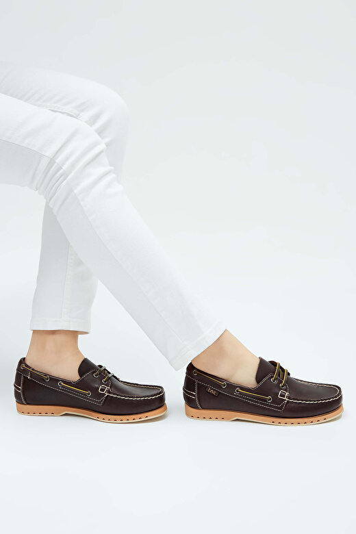 Tamer Tanca Kadın Hakiki Deri Kahverengi Loafer Ayakkabı 4