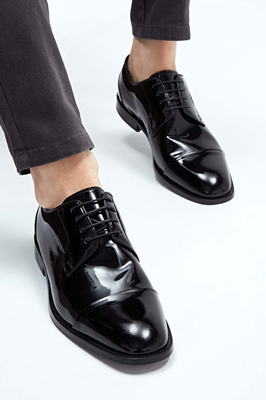 Tamer Tanca Erkek Hakiki Deri Siyah Rugan Klasik Ayakkabı 4