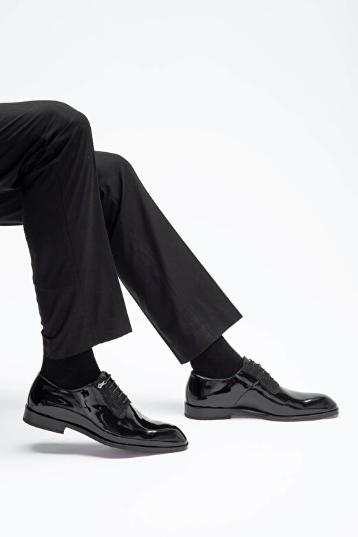 Tamer Tanca Erkek Hakiki Deri Siyah Rugan Klasik Ayakkabı 3