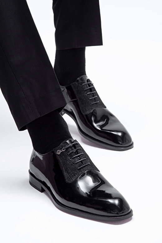 Tamer Tanca Erkek Hakiki Deri Siyah Rugan Klasik Ayakkabı 4