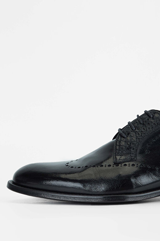 Tamer Tanca Erkek Hakiki Deri Siyah Bufalo Klasik Ayakkabı 3
