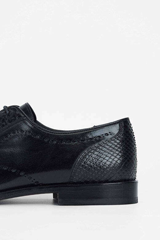 Tamer Tanca Erkek Hakiki Deri Siyah Bufalo Klasik Ayakkabı 4