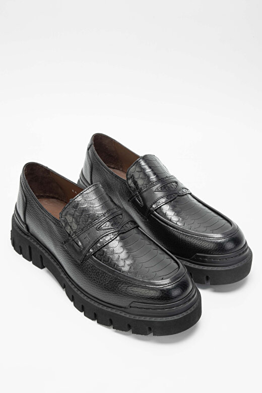 Tamer Tanca Erkek Hakiki Deri Siyah Loafer Ayakkabı 2