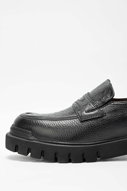 Tamer Tanca Erkek Hakiki Deri Siyah Loafer Ayakkabı 4