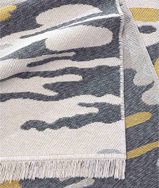 Duo Krem Sarı Çift Taraflı Yıkanabilir Dokuma Kilim 24245A 4