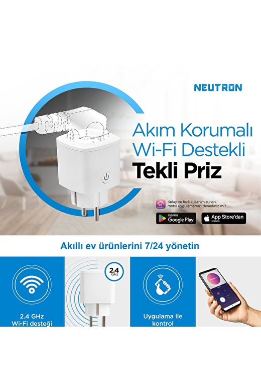 Akıllı Wi-fi Destekli 16a Uzaktan Kontrollü Akım Korumalı Tekli Priz - Uygulama Üzerinden Kontrol 4