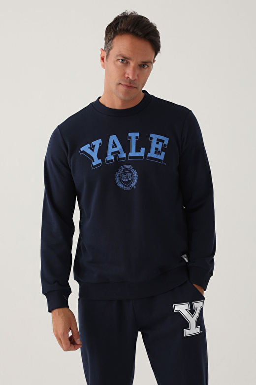 Yale Lacivert Bisiklet Yaka Erkek Sweatshirt 1