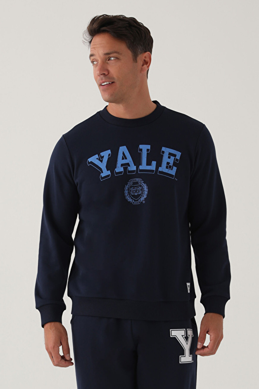 Yale Lacivert Bisiklet Yaka Erkek Sweatshirt 2