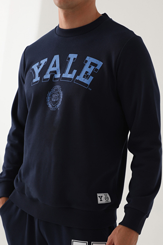 Yale Lacivert Bisiklet Yaka Erkek Sweatshirt 3