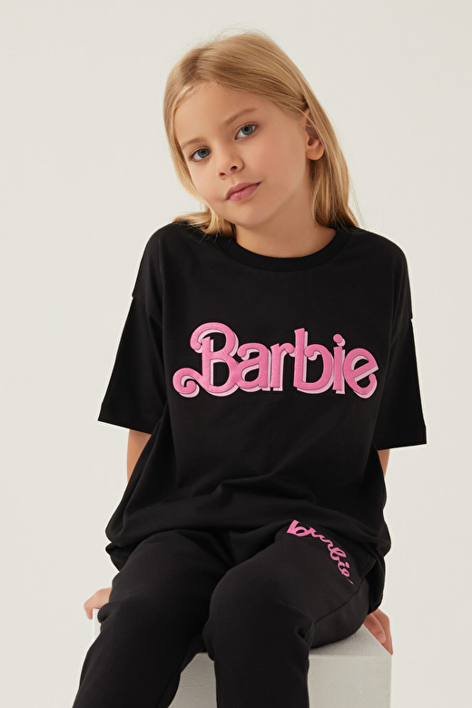 Barbie Short Siyah Kız Çocuk T-Shirt 1