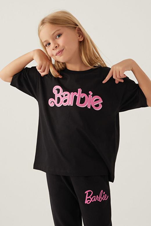 Barbie Short Siyah Kız Çocuk T-Shirt 3