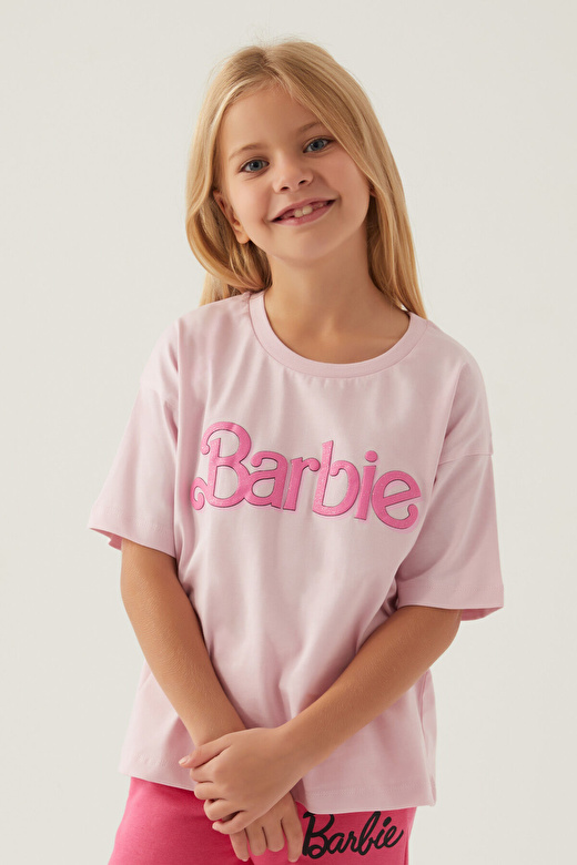 Barbie Short Toz Pembe Kız Çocuk T-Shirt 3