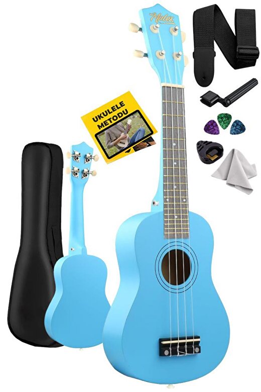 Midex UKX-233BL Mavi Concert Ukulele (Askı Çanta Metod Pena) 1