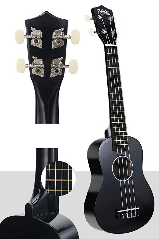 Midex UKX-233BKT Siyah Concert Ukulele (Tuner TEL Askı Çanta Metod Pena) 3