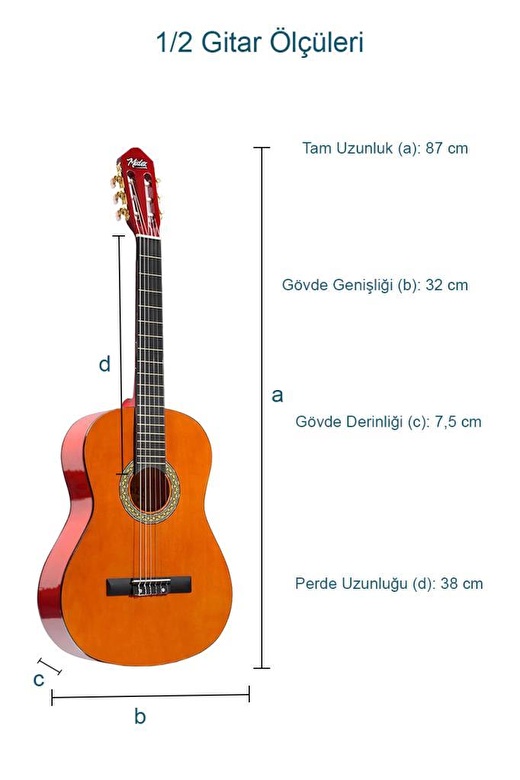Midex CG-34YL Kaliteli 34 İnç 1/2 Junior Çocuk Gitarı 4-8 Yaş Arası (Çanta Askı Pena Metod) 4