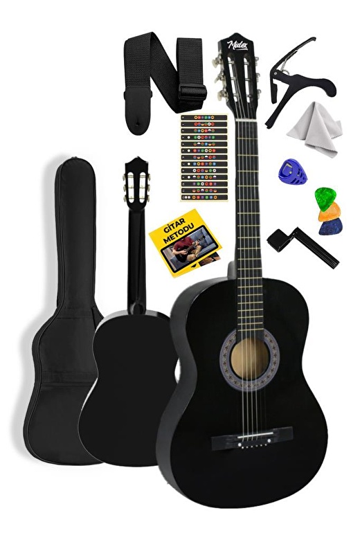 Midex CG-34BK Kaliteli 34 İnç 1/2 Junior Çocuk Gitarı 4-8 Yaş Arası (Çanta Askı Pena Metod) 1