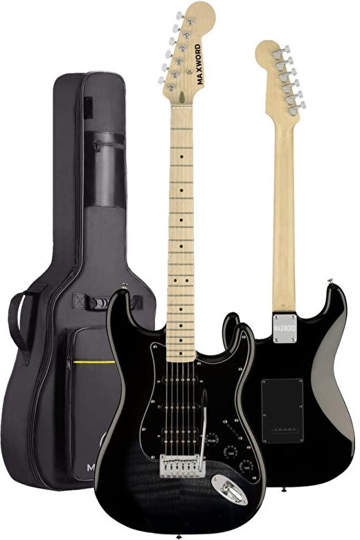 Maxword MAP-45BK Siyah Elektro Gitar Seti HSS Manyetik Maple Klavye Strat Kasa 3