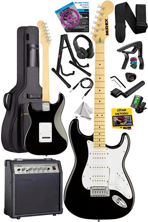 Midex RPH-40WB-30AMP Siyah Beyaz 30W Amfili Elektro Gitar Seti HSH Manyetik Maple Klavye Üst Kalite 2
