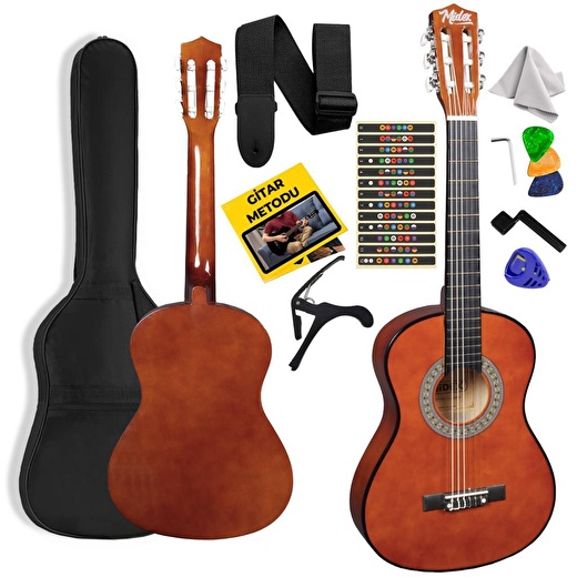 Midex CG-270BRW Brown Renk Klasik Gitar 4/4 Yetişkin Boy Sap Ayarlı Full Set 1