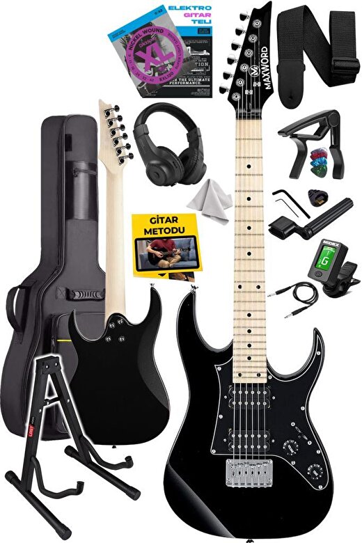 Maxword DE-150BK-ST Maple Klavye HH Manyetik Yüksek Kaliteli Elektro Gitar Seti 3