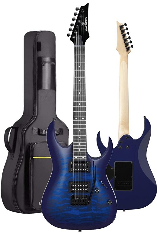 Maxword Grade-25AMP Blue Rosewood Yüksek Kalite Floyde Rose 25W Amfili Elektro Gitar 3