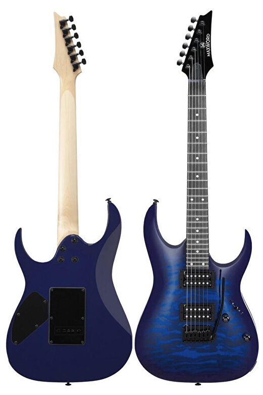 Maxword Grade-25AMP Blue Rosewood Yüksek Kalite Floyde Rose 25W Amfili Elektro Gitar 4