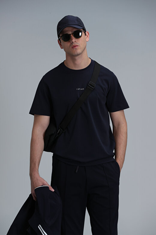 Antony Modern Grafik T- Shirt Lacivert 2