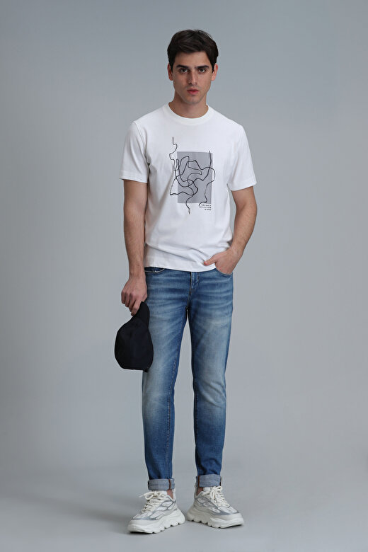 Nally Modern Grafik T- Shirt Beyaz 2