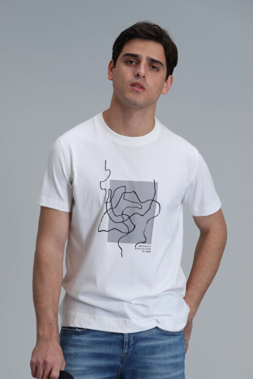 Nally Modern Grafik T- Shirt Beyaz 1