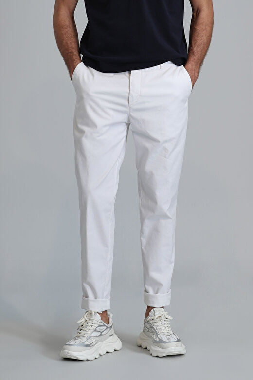 Tom Smart Erkek Chino Pantolon Slim Fit Beyaz 2