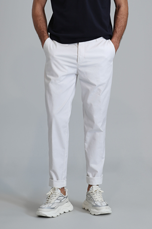 Tom Smart Erkek Chino Pantolon Slim Fit Beyaz 3