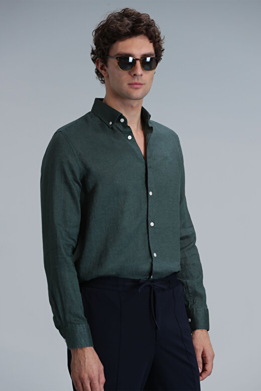 Pitaya Erkek Basic Gömlek Comfort Fit Yeşil 3