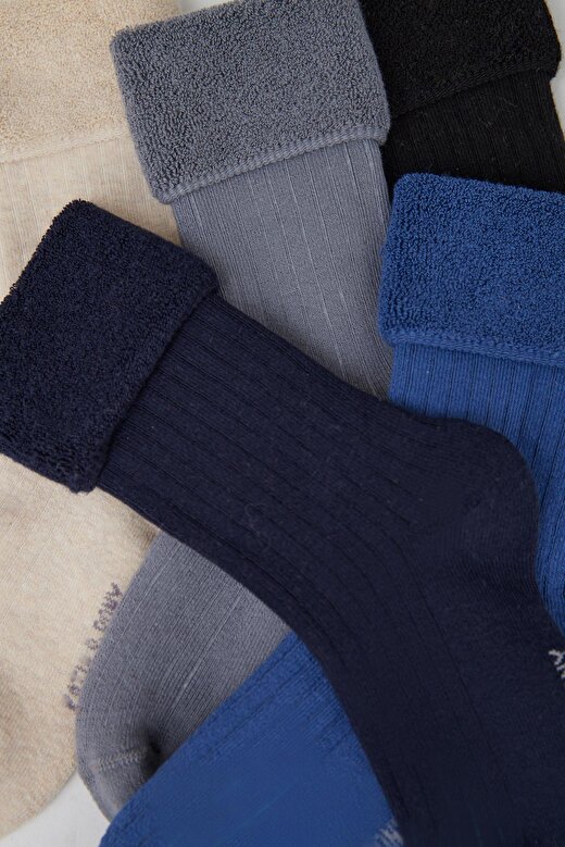 5 li Paket Çocuk Kalın Havlu Soket Çorap Blue Mix 2