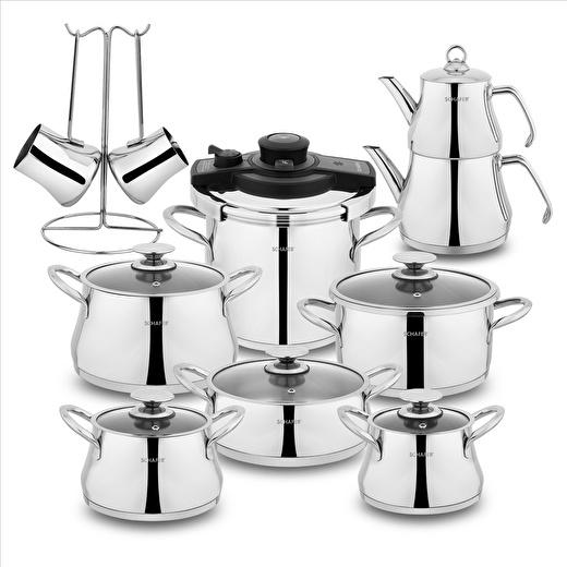 Schafer Caldron Çelik Çeyiz Seti 18 Parça-Inox 1