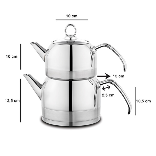 Schafer Ada Metal Çaydanlık Takımı (Orta) 4 Parça-Inox 3