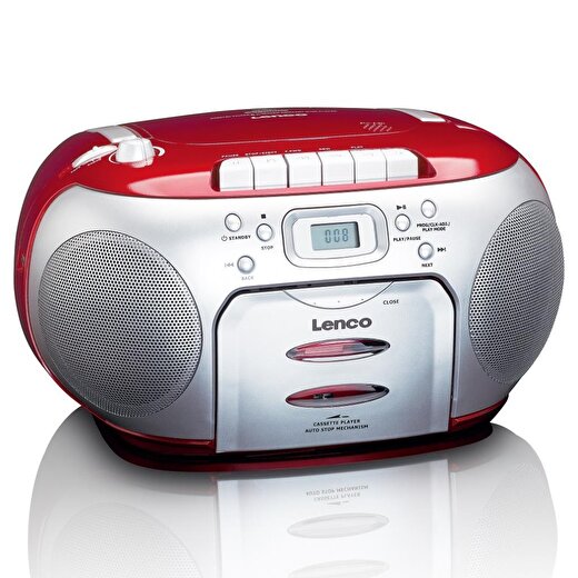 LENCO SCD-420 RD - TAŞINABİLİR Müzik Seti FM RADYO CD KASET ÇALAR Kırmızı Gümüş 4