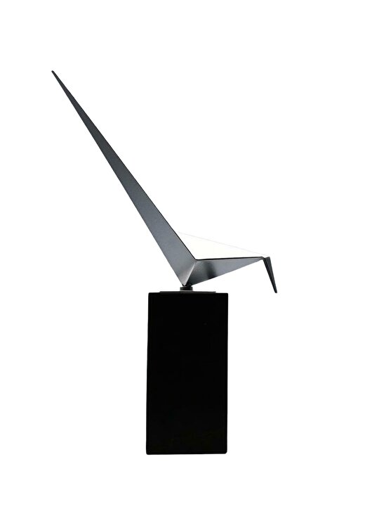 Origami Kuş Biblo Mermer Kaideli Çelik Siyah 46 Cm 1
