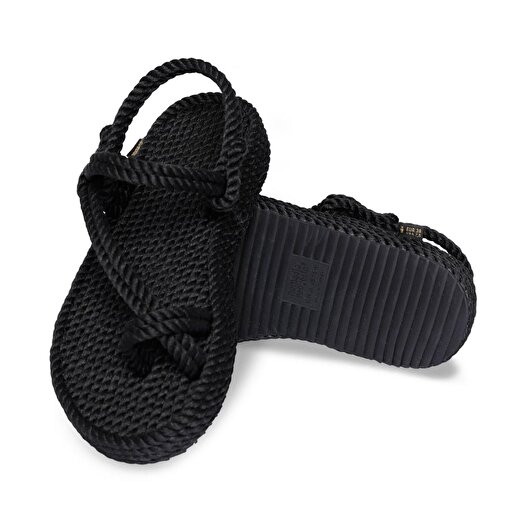 Nomadic Republic Hawaii Platform Kadın Halat Sandalet - Siyah 4