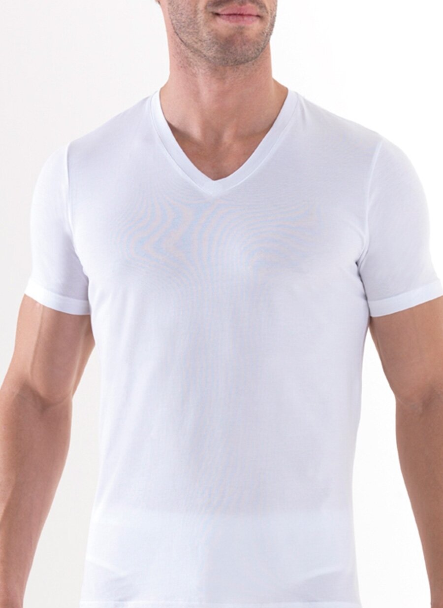 XL Beyaz Blackspade V Yaka Tekli Fanila Erkek İç Giyim AtletFanila