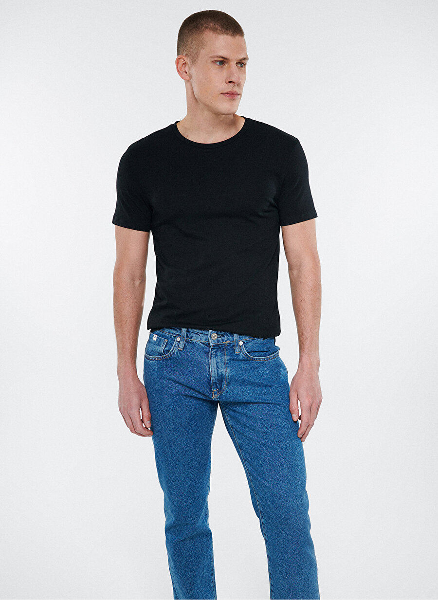 L Siyah Mavi Streç T-Shirt Spor Erkek Giyim T-shirt