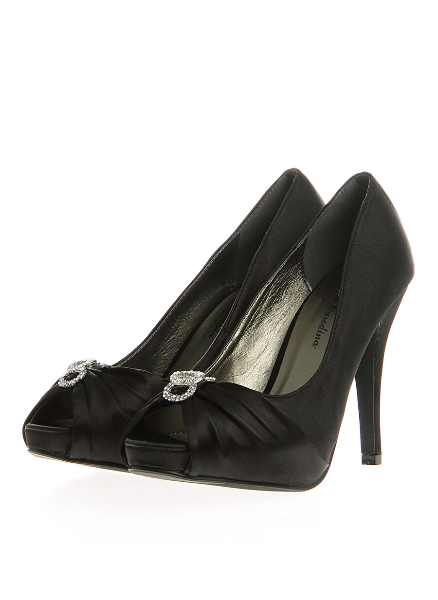 38 Siyah Ves Deri Topuklu Ayakkabı Çanta Kadın