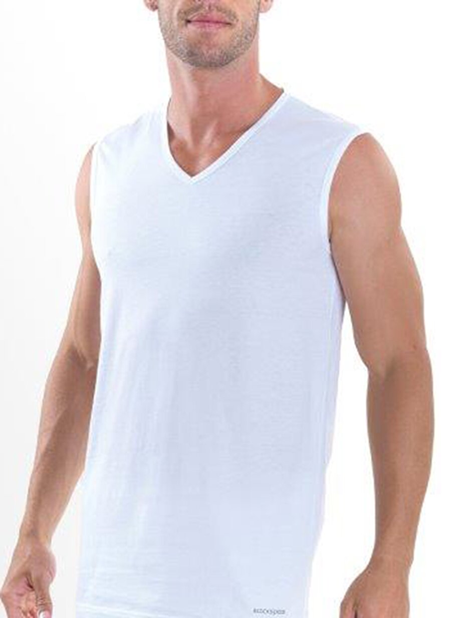 XL Beyaz Blackspade V Yaka Tekli İç Giyim Atlet Erkek AtletFanila